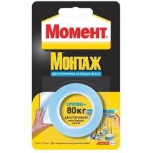 Лента клейкая монтаж двусторонняя 19мм x 1,5м Henkel 809061