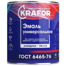 Эмаль ПФ-115 универсальная Krafor, алкидная, глянцевая, 1,8 кг, зеленая