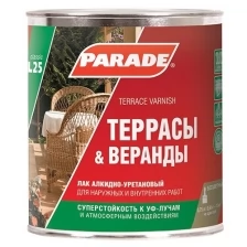 Лак алкидно-уретановый PARADE L25 Террасы & Веранды глянцевый 0,75л